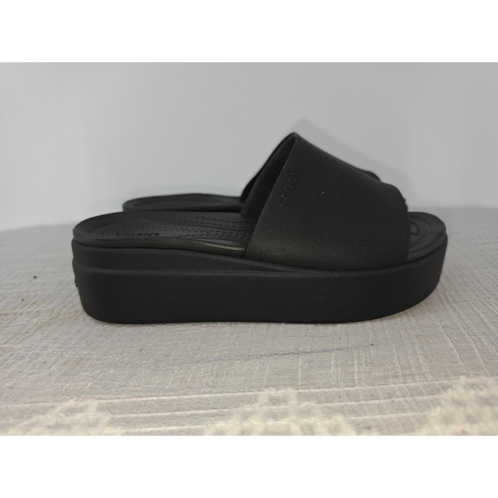 Crocs Brooklyn Low Wedge Black Platform Slide Sandals Womens 6 LiteRide 206453